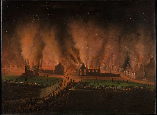 Légaré, Joseph, L'Incendie du quartier Saint-Jean à Québec, vu vers l'ouest, entre 1845 et 1848