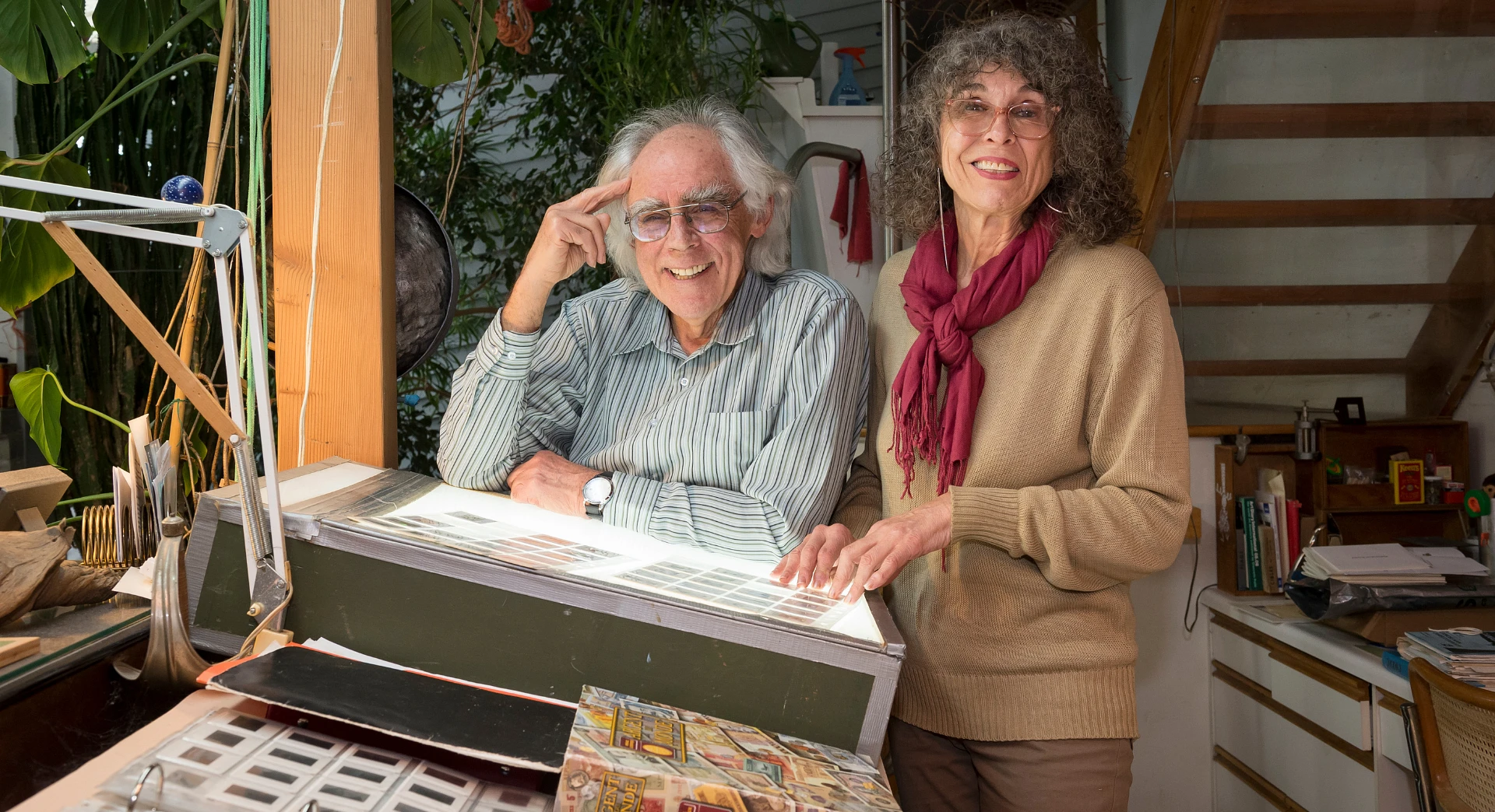 Yvon Cozic et Monique Brassard dans leur atelier, 2019