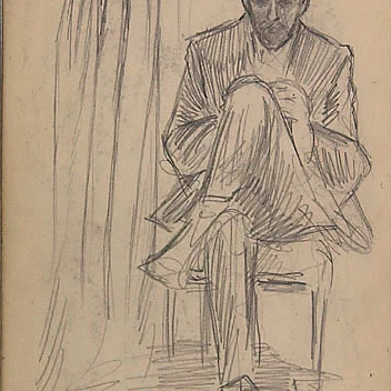 Edmond Joseph Massicotte autoportrait en dessinateur et etude de tenture 1907