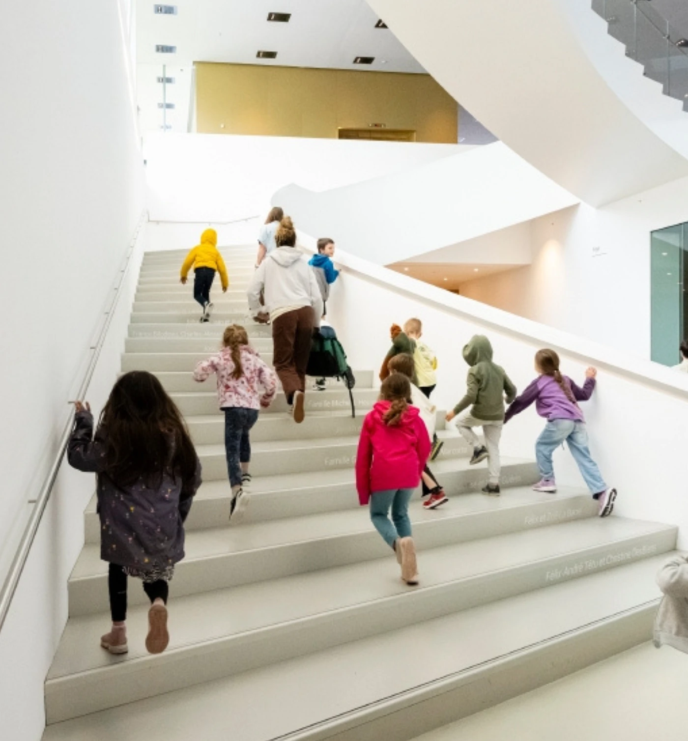Un groupe d'élèves du primaire en visite libre