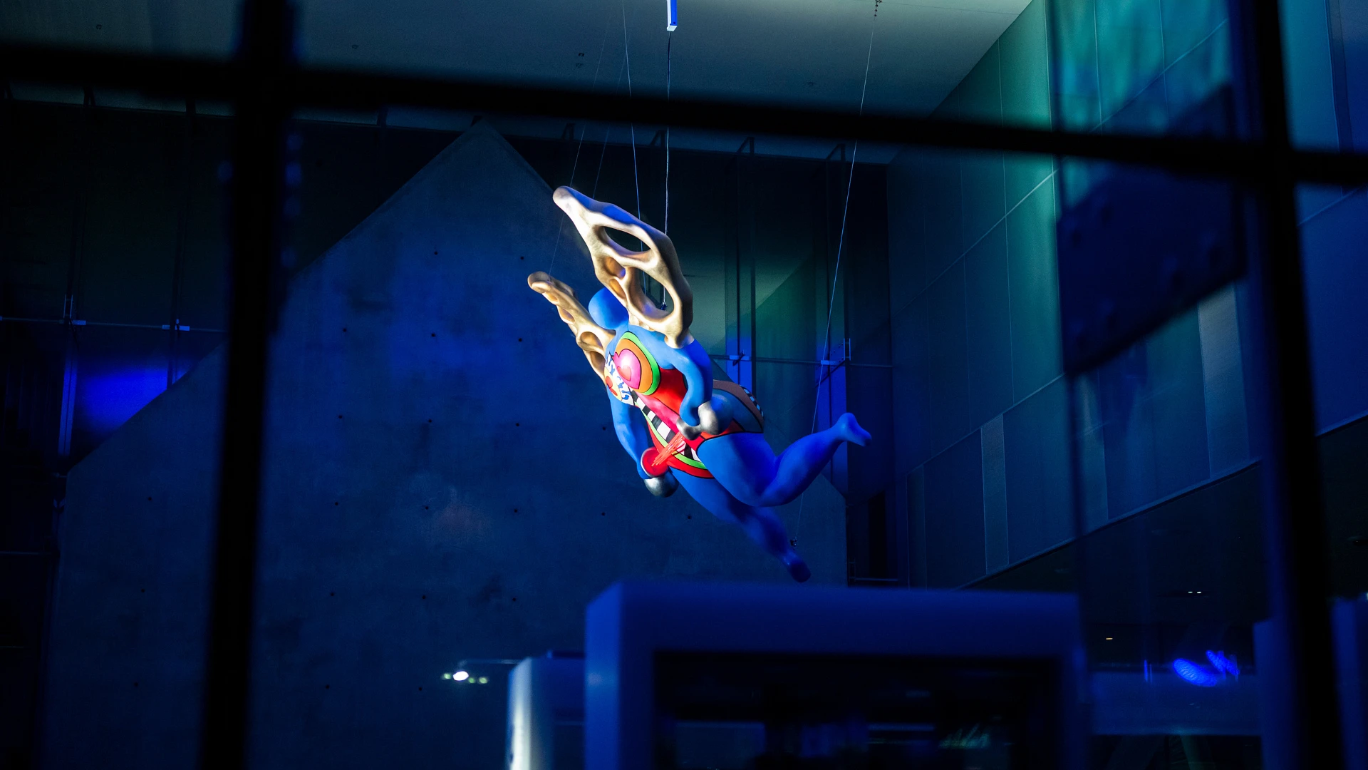 Ange de la tempérance by Niki de Saint Phalle in the Grand Hall of the Pierre Lassonde Pavilion