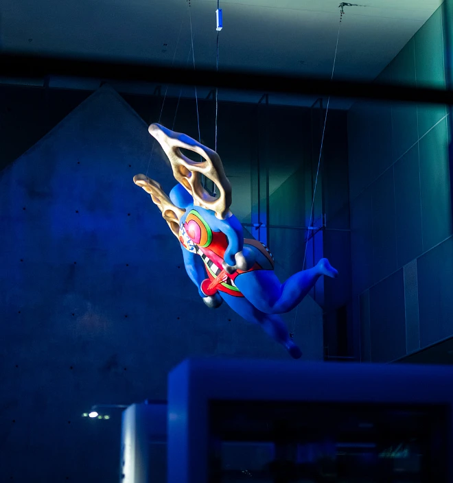 Ange de la tempérance by Niki de Saint Phalle in the Grand Hall of the Pierre Lassonde Pavilion
