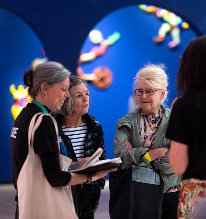 A guided tour for Members of the Niki de Saint Phalle exhibition at MNBAQ