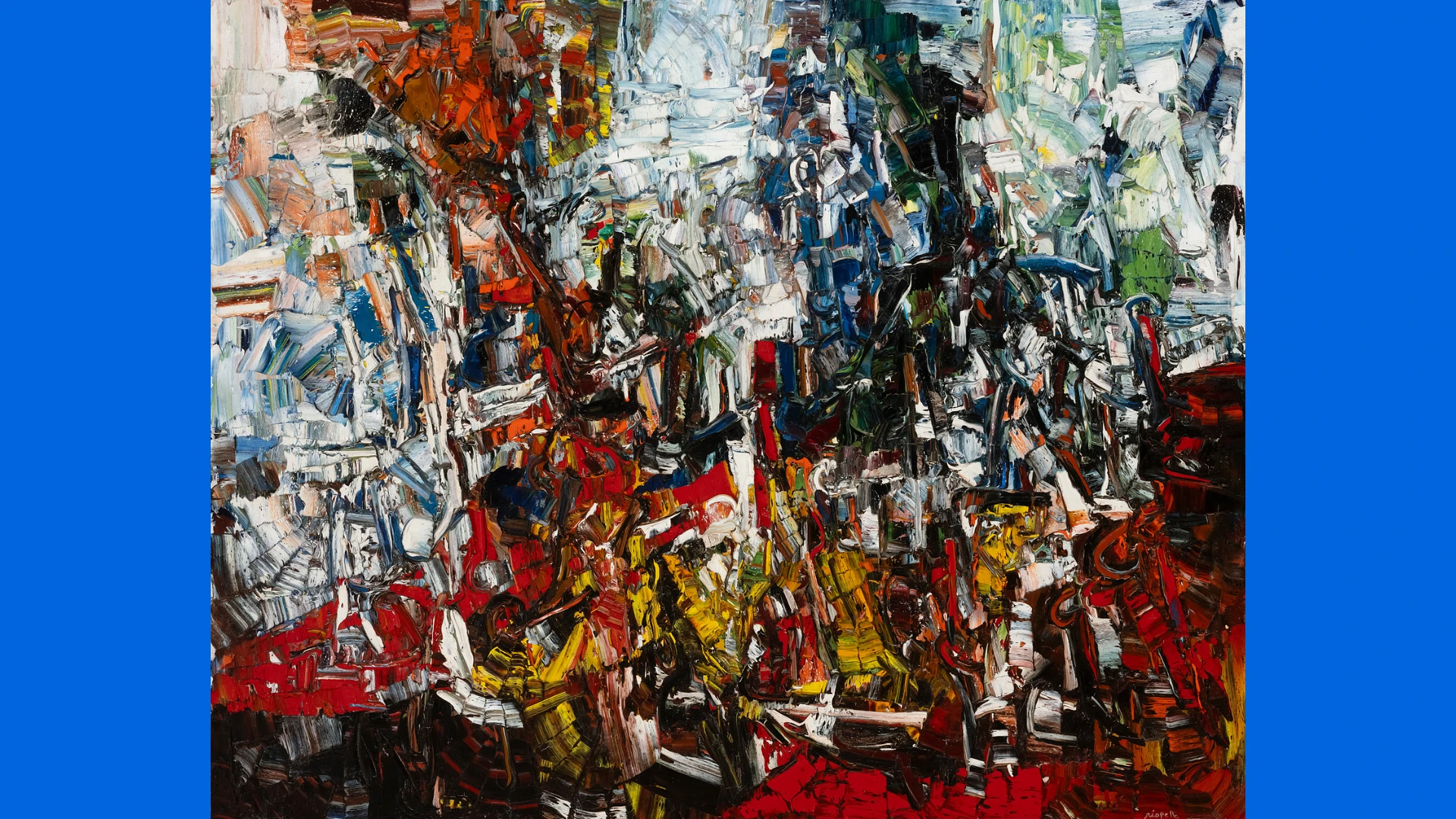 Jean Paul Riopelle, Garden, 1957. Oil on canvas, 129.7 × 162.5 cm. MNBAQ, gift of Michael Audain and Yoshiko Karasawa (2025.64) © Estate of Jean Paul Riopelle, CARCC