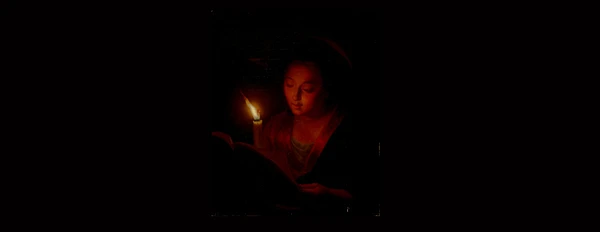 Oeuvre Antoine-Sébastien Falardeau, d'après Geoffrey Schalken, La jeune fille lisant la lettre, 1857. Huile sur toile,
