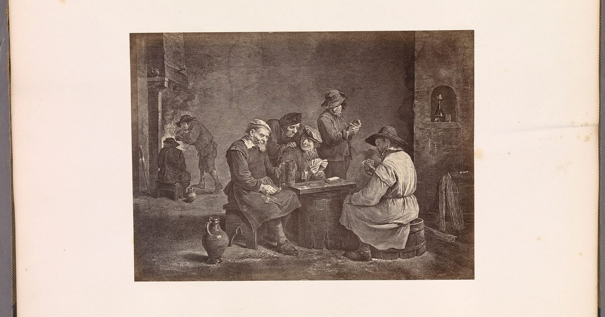 The Card Players. Photographie d'une gravure de D. Teniers, jr., du ...